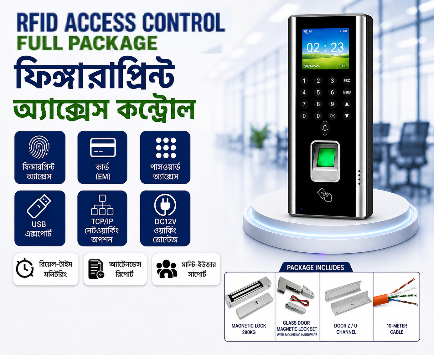 RFID Access Control with Time Attendance – Full Package