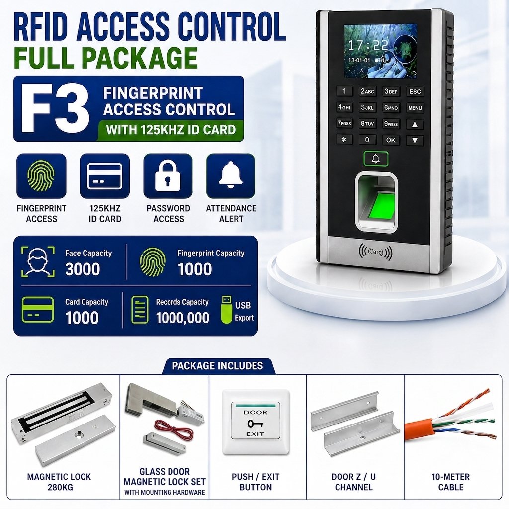 F3 RFID Access Control with Time Attendance – Full Package