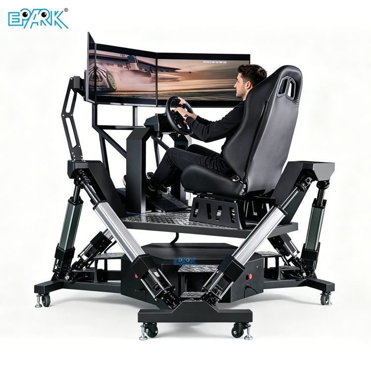 Six-Axis 4DOF Motion Racing Simulator with Triple Screens & VR