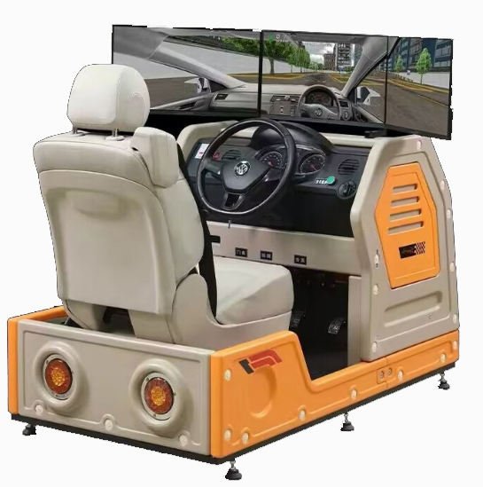 Three Screens Car Driving Simulator for Driving Training With English French Language