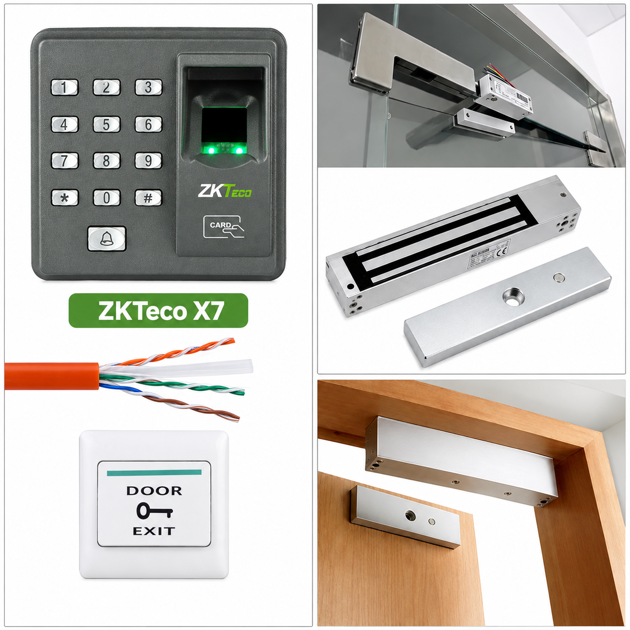 ZKTeco X7 RFID & Fingerprint Access Control Door Lock Security Package